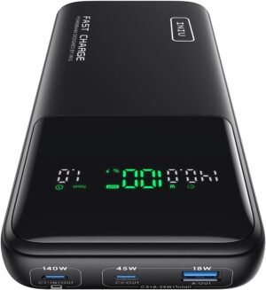 INIU 140W Power Bank, 27000mAh High Capacity Laptop Portable Charger, USB C in&Out Tablet Powerbank, Smart Digital Display Phone Charge Compatible with iPhone 15, Samsung, iPad, MacBook, Laptop etc.