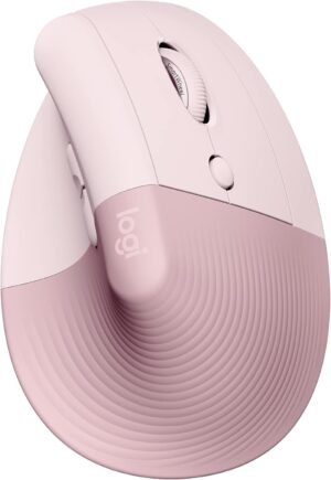 Logitech Lift Vertical Ergonomic Mouse, Wireless, Bluetooth or Logi Bolt USB receiver, Quiet clicks, 4 buttons, compatible with Windows/macOS/iPadOS, Laptop, PC – Rose