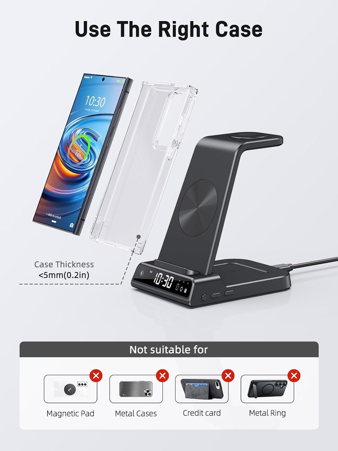 Wireless Charger for Samsung Charging Station, 3 in 1 Android Phone Charger for Samsung Galaxy S25 Ultra/S24 Ultra/S23/Flip7, Galaxy Watch 8/8 Classic/Ultra/7/6/5, Galaxy Buds 3 Pro/3 - Image 6