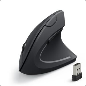 Anker 2.4G Wireless Vertical Ergonomic Optical Mouse for Work, Multi-Device Connectivity, 800/1200 /1600 DPI, 5 Buttons for Laptop, Desktop, PC, MacBook – Black