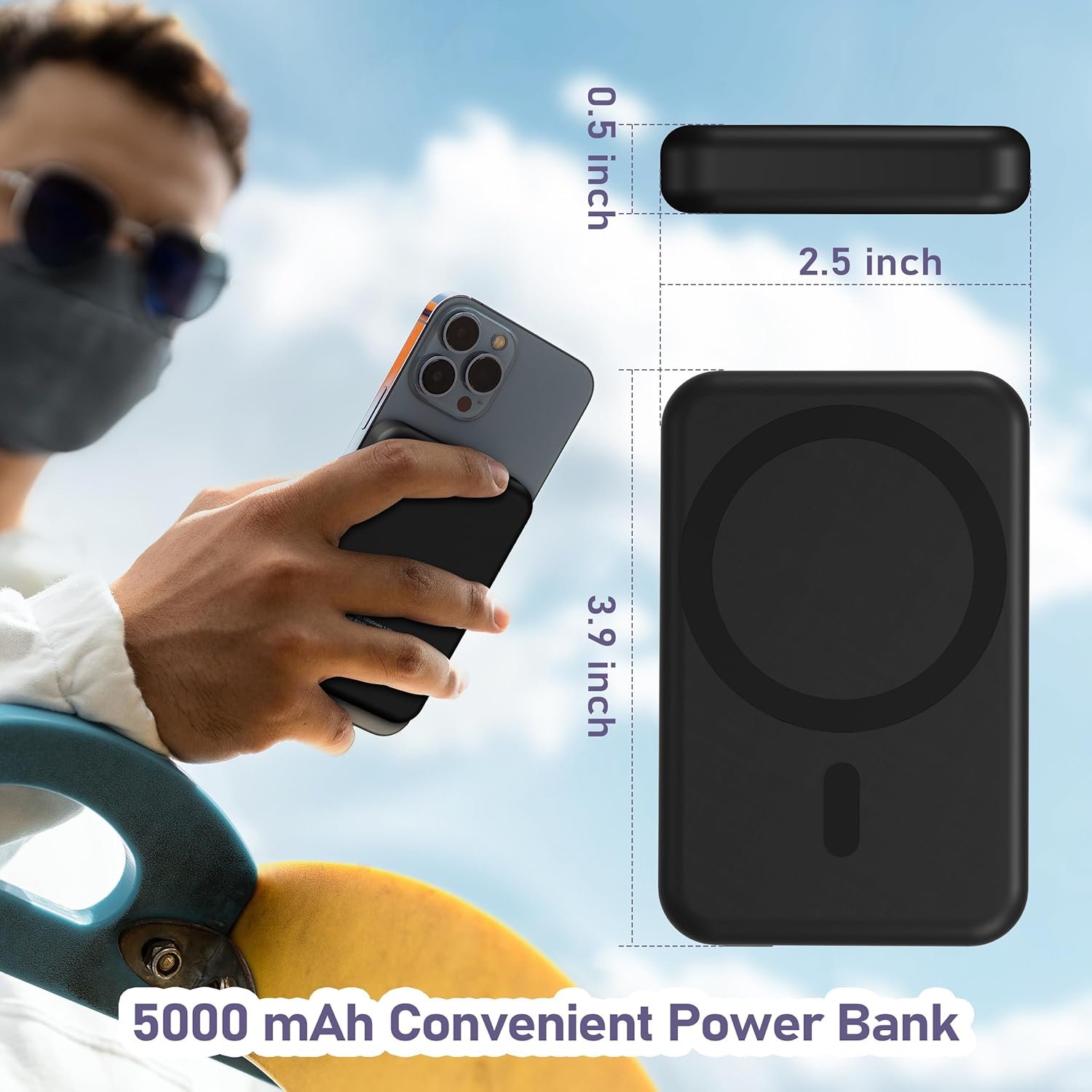 3 in 1 Wireless Charging Station: 5000mAh Removable Power Bank Charger Stand for Phone/Watch/Air Pods - Portable Magnetic Battery Pack for Air 17 16 15 14 13 12 Series - Image 9