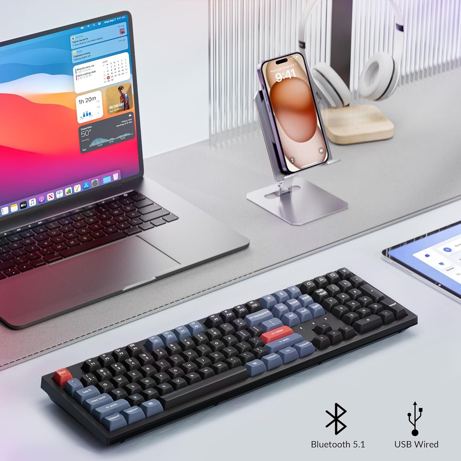 Keychron K10 Pro Wireless Custom Mechanical Keyboard, QMK Programmable Bluetooth 100% Layout with Silent Red Switch White Backlight Compatible with Mac Windows Linux - Image 2