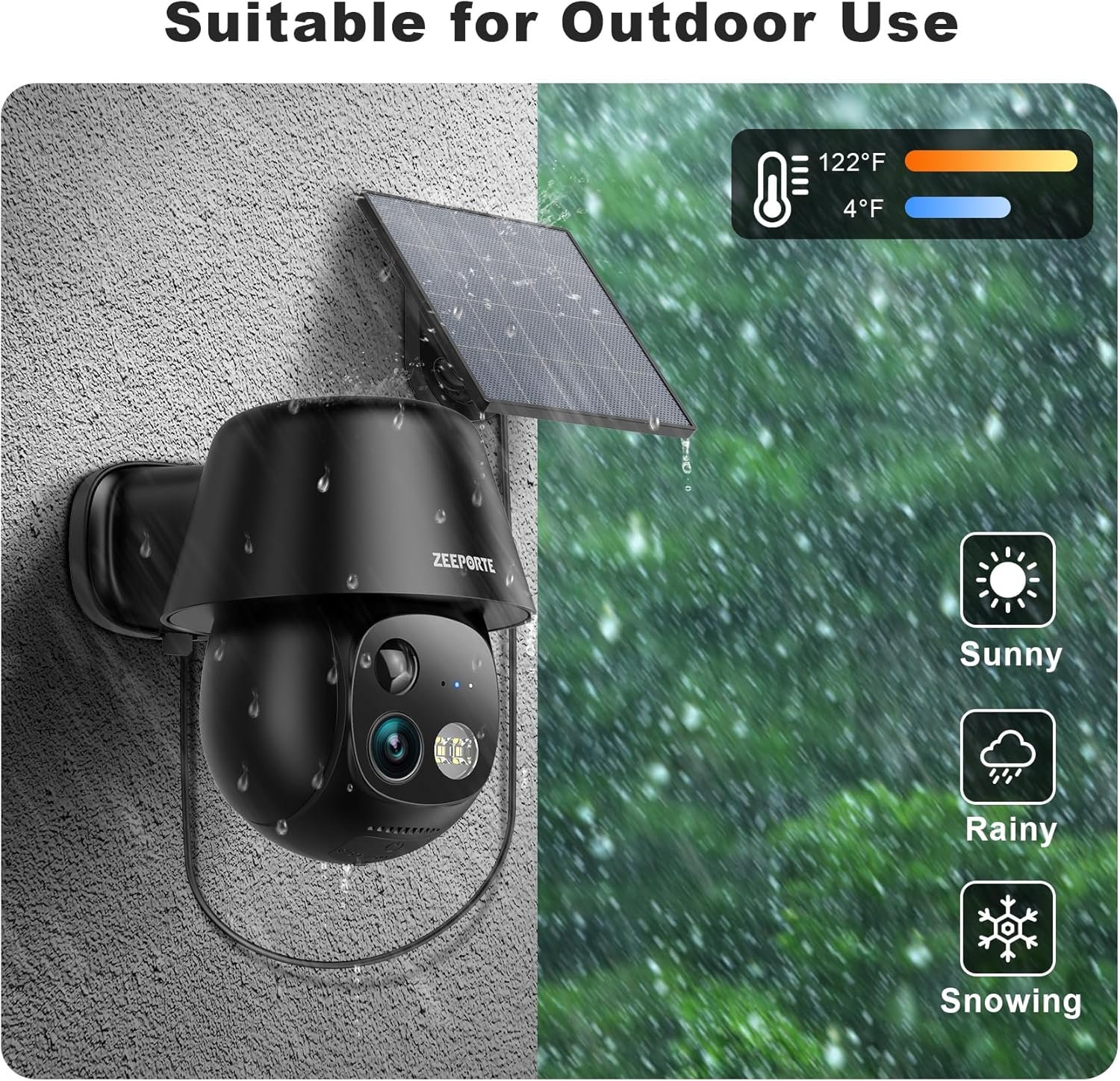 Solar Security Cameras Wireless Outdoor, 2K Pan/Tilt 360° View Solar/Battery Powered WiFi Cameras for Home Security with AI Motion Detection, Spotlight, 2-Way Audio, Siren, IP65, SD/Cloud Storage - Image 6
