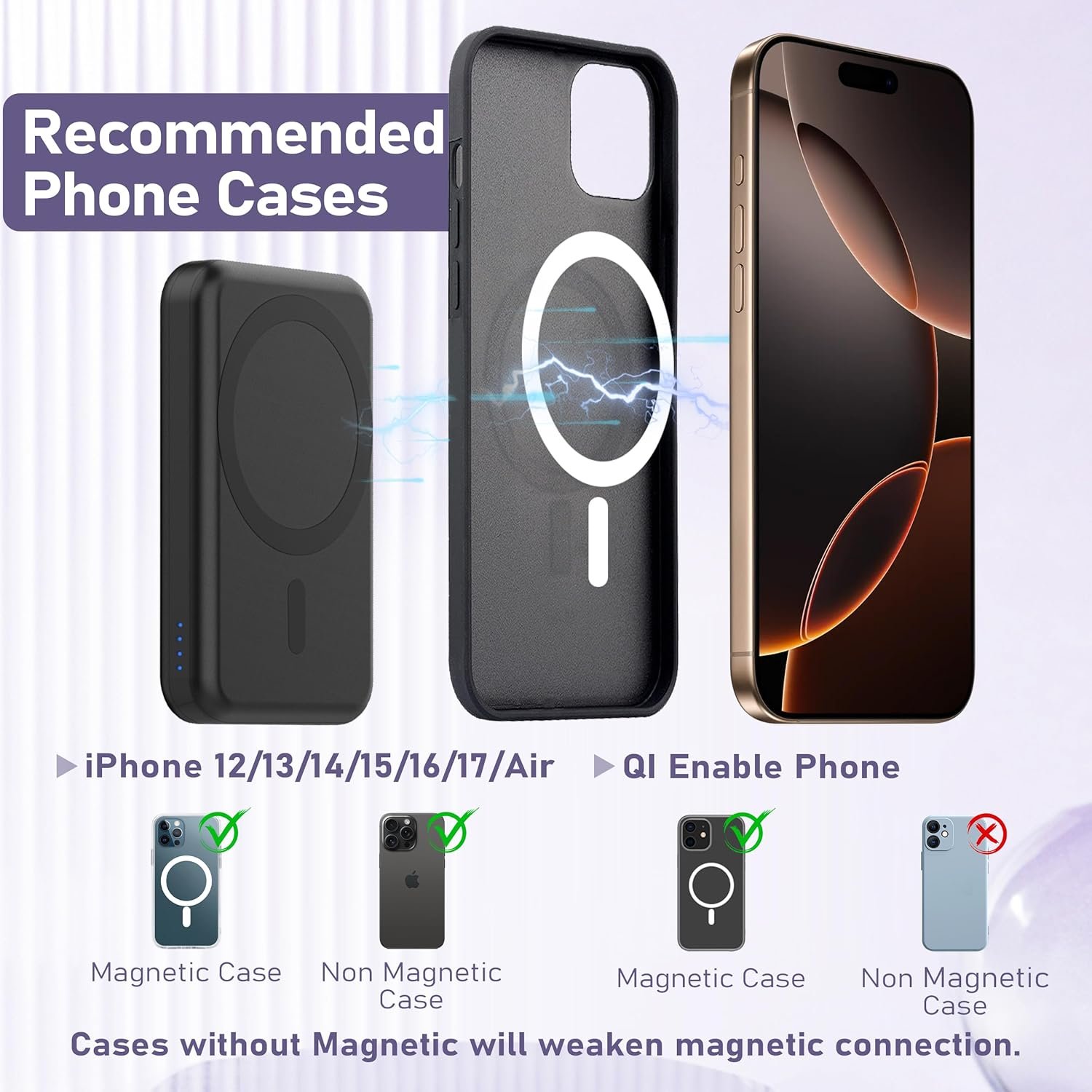 3 in 1 Wireless Charging Station: 5000mAh Removable Power Bank Charger Stand for Phone/Watch/Air Pods - Portable Magnetic Battery Pack for Air 17 16 15 14 13 12 Series - Image 5